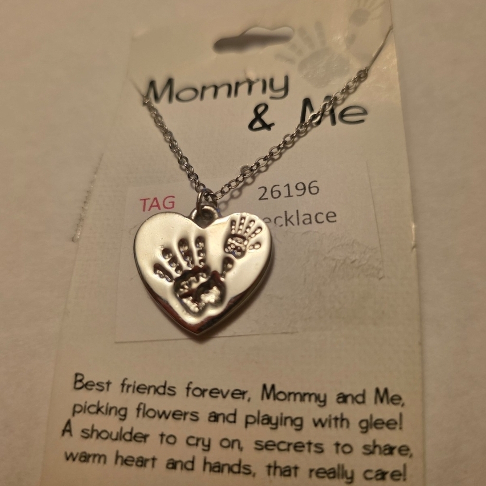 Silver Heart Mommy And Me Necklace